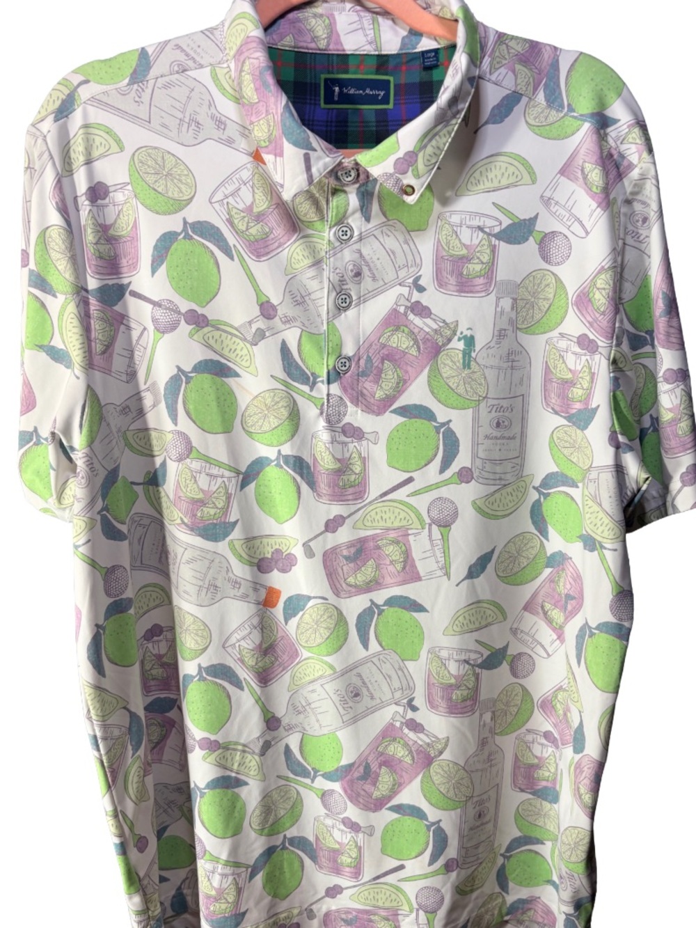 William Murray Tito’s Vodka Lime Cocktail Golf Polo Shirt Large